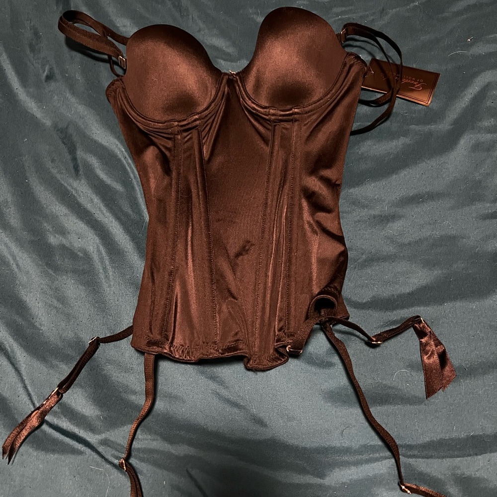 NWT black satin Frederick’s of Hollywood xs corsette